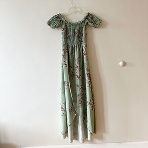 Boohoo green floral maxi dress